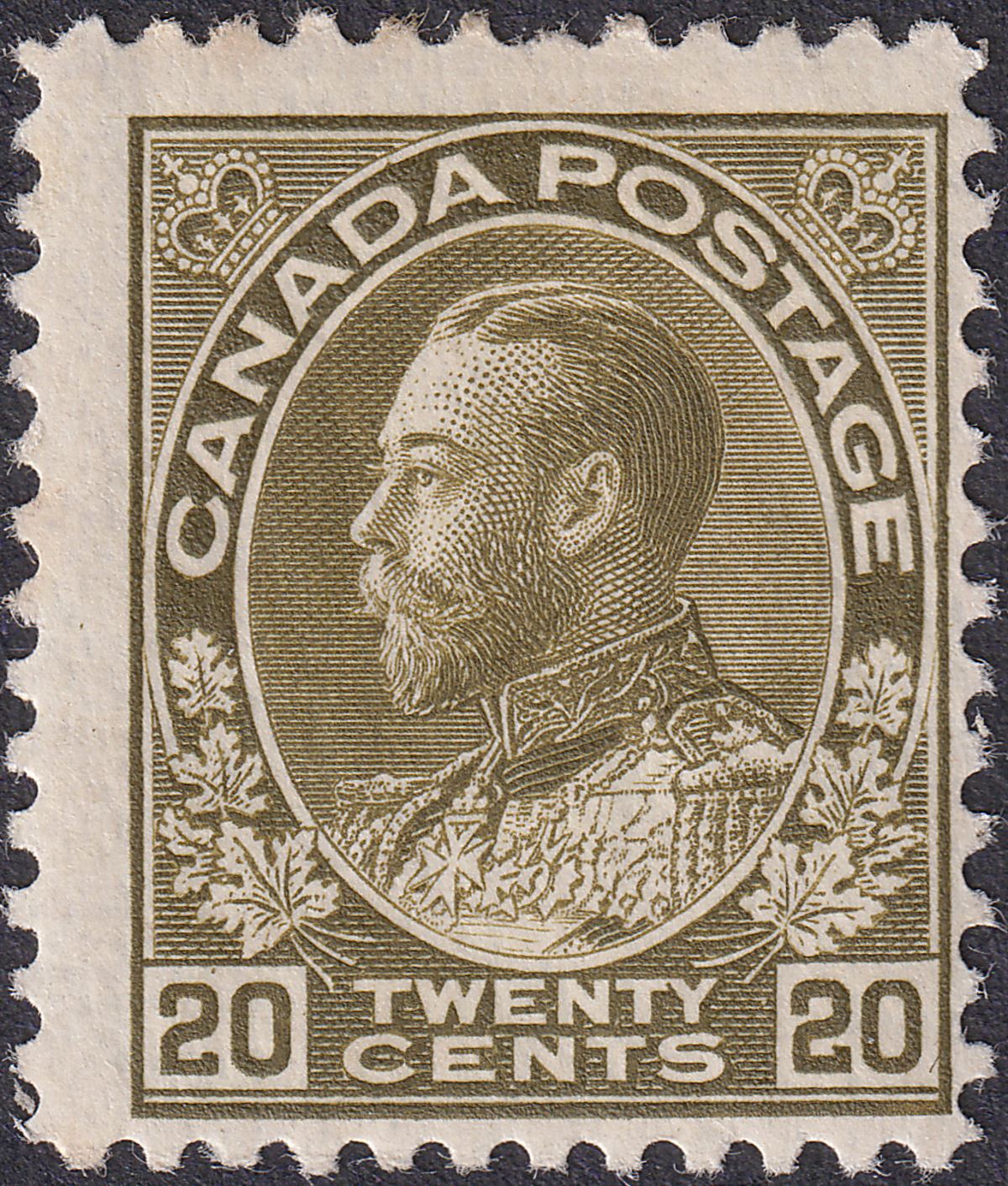 Canada 1912 King George V 20c Olive Mint SG213 cat £55