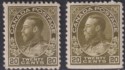 Canada 1911-12 King George V 20c Olive-Green, 20c Olive Mint SG212-213 cat £110