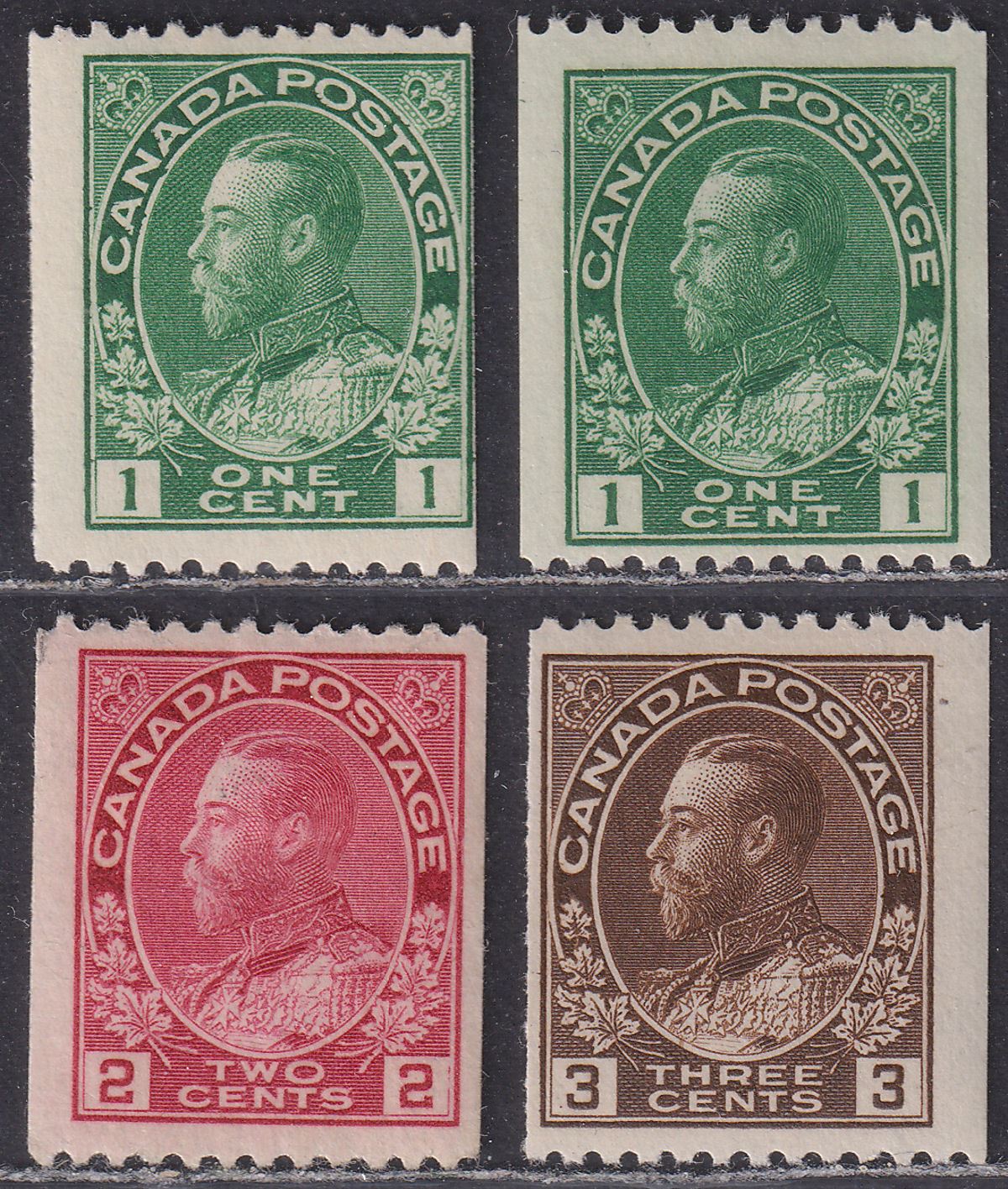 Canada 1912-21 KGV Perf 12 x Imperf Coil Selection Mint SG216-218a