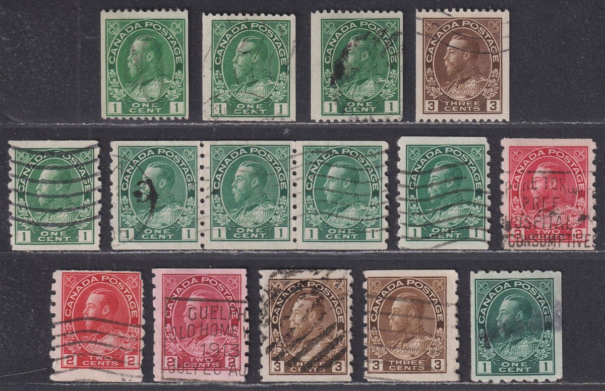 Canada 1912-21 King George V Coil Selection Used