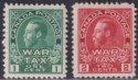 Click for more photos and details Canada 1915 KGV War Tax 1c Green, 2c Carmine-red Mint SG228-229 cat £43