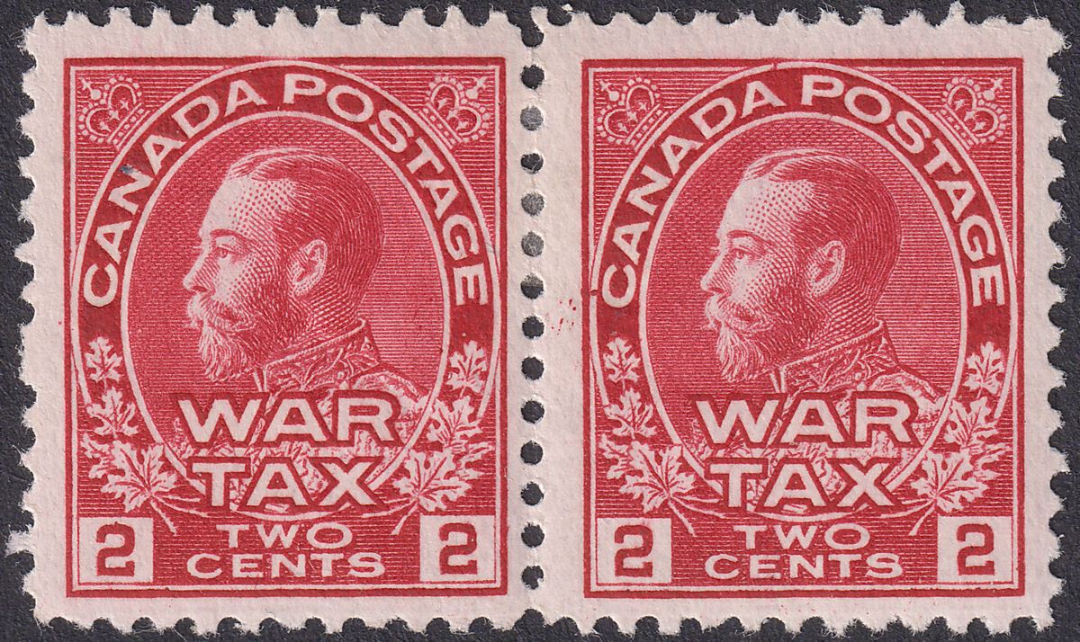 Canada 1915 KGV War Tax 2c Carmine-red Pair Mint SG229 cat £56