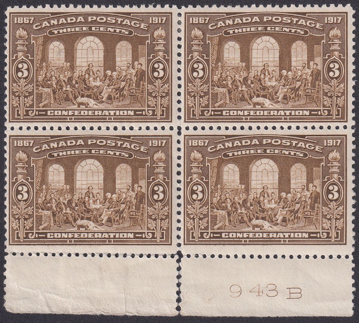Canada 1917 KGV 50th Anniv Confederation 3c Bistre-Brown Mint SG244 cat £100