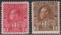 Click for more photos and details Canada 1916 KGV War Tax Die I 2c+1c + Die II Brown Mint SG231 SG239