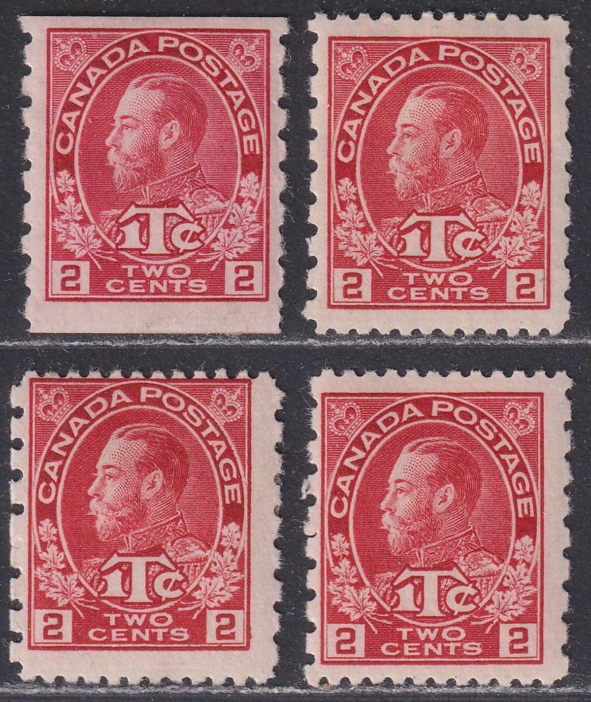 Canada 1916 KGV War Tax Die I 2c+1c Coil Perf Selection Mint SG234-236