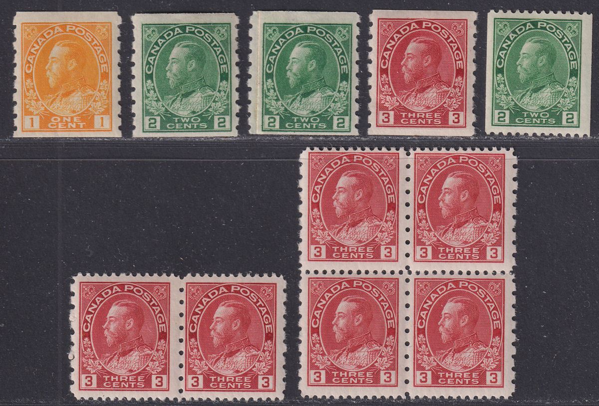 Canada 1922-31 King George V Coil Selection Mint inc SG263 block of 4