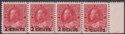 Click for more photos and details Canada 1926 King George V 2c Surcharge on 3c Carmine Strip Mint SG264 cat £200