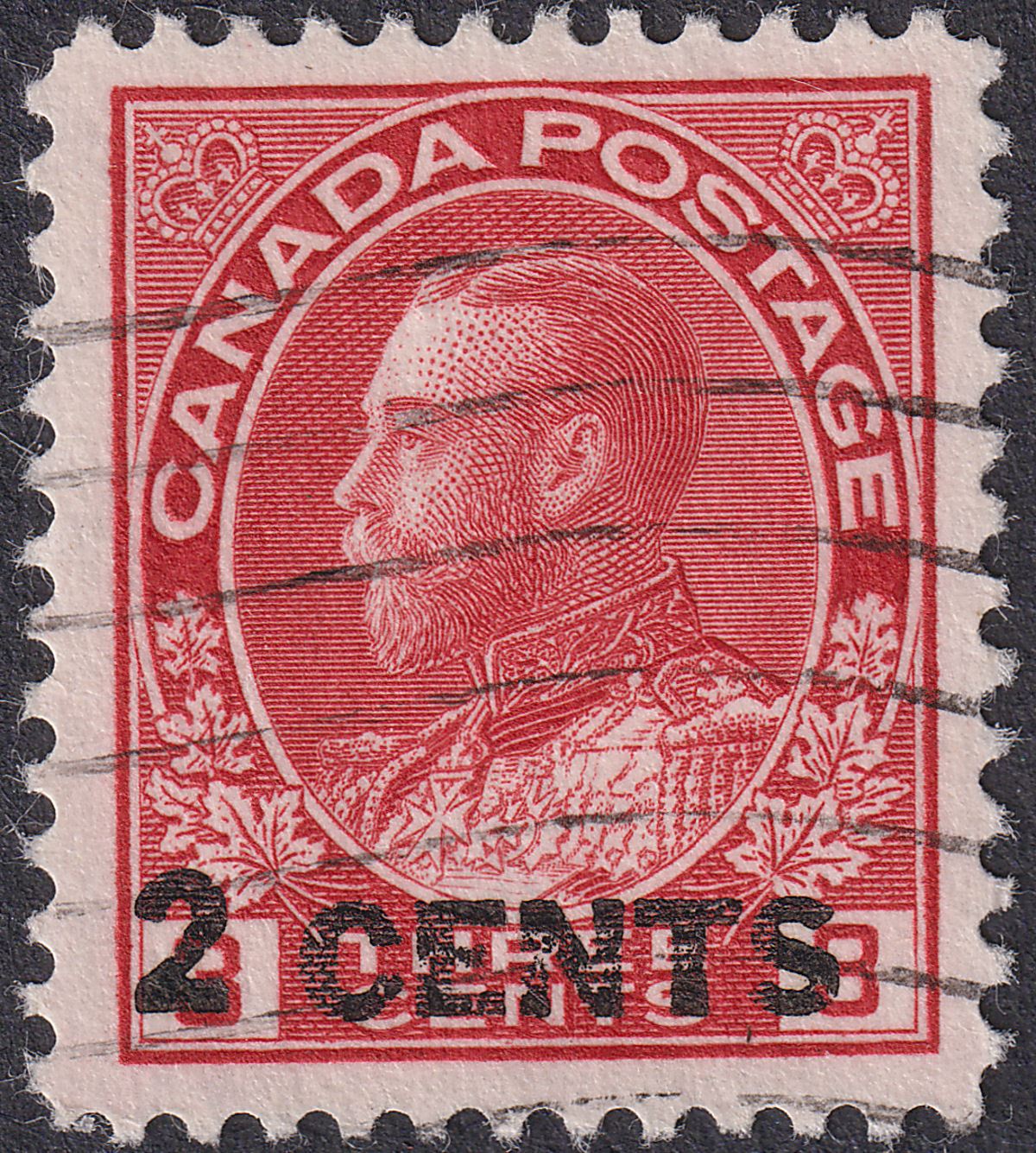 Canada 1926 King George V 2c Surcharge on 3c Carmine Used SG264 cat £65