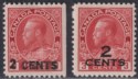 Click for more photos and details Canada 1926 King George V 2c on 3c Carmine Surcharges Mint SG264-265 cat £70
