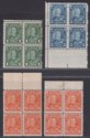 Canada 1930 King George V 1c, 5c, 8c Blocks of 4 Mint SG289 SG296 SG298