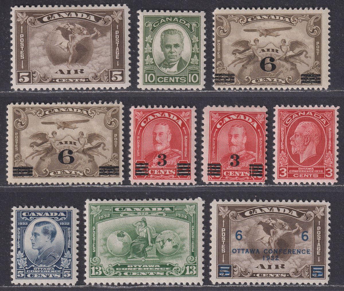 Canada 1930-32 King George V Selection Mint SG310-318 cat £90 