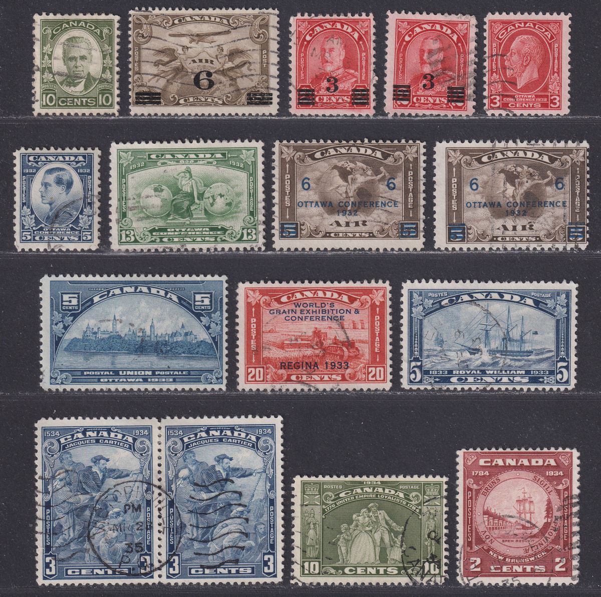 Canada 1931-34 KGV Selection Used inc Grain Exhibition, Steamboat, Loyalists