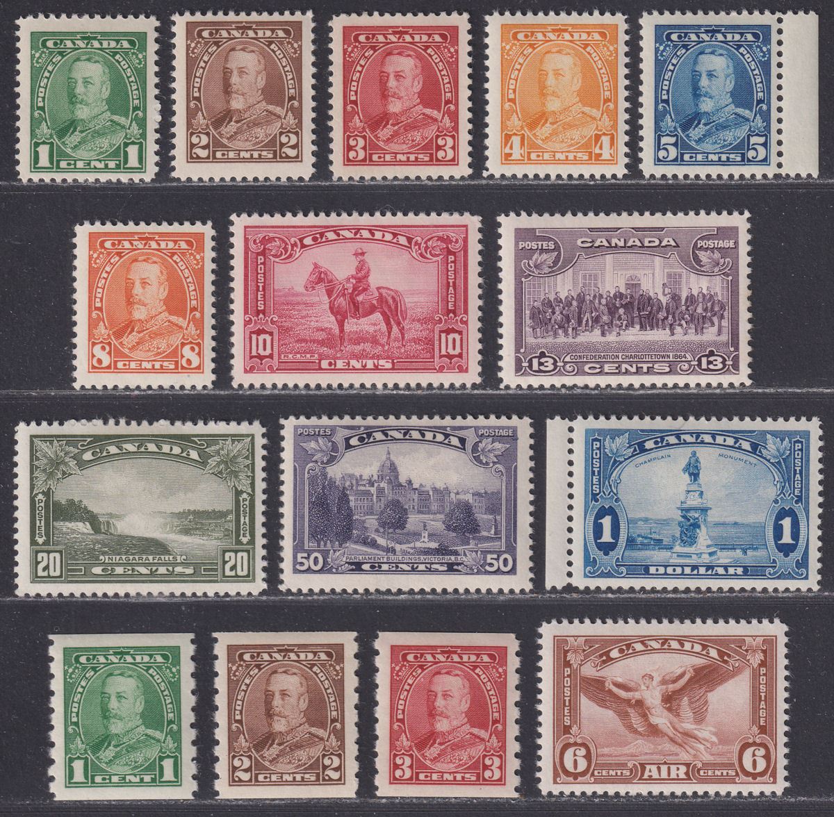 Canada 1935 King George V Set, Coil Set + 6c Airmail Mint SG341-355 cat £160