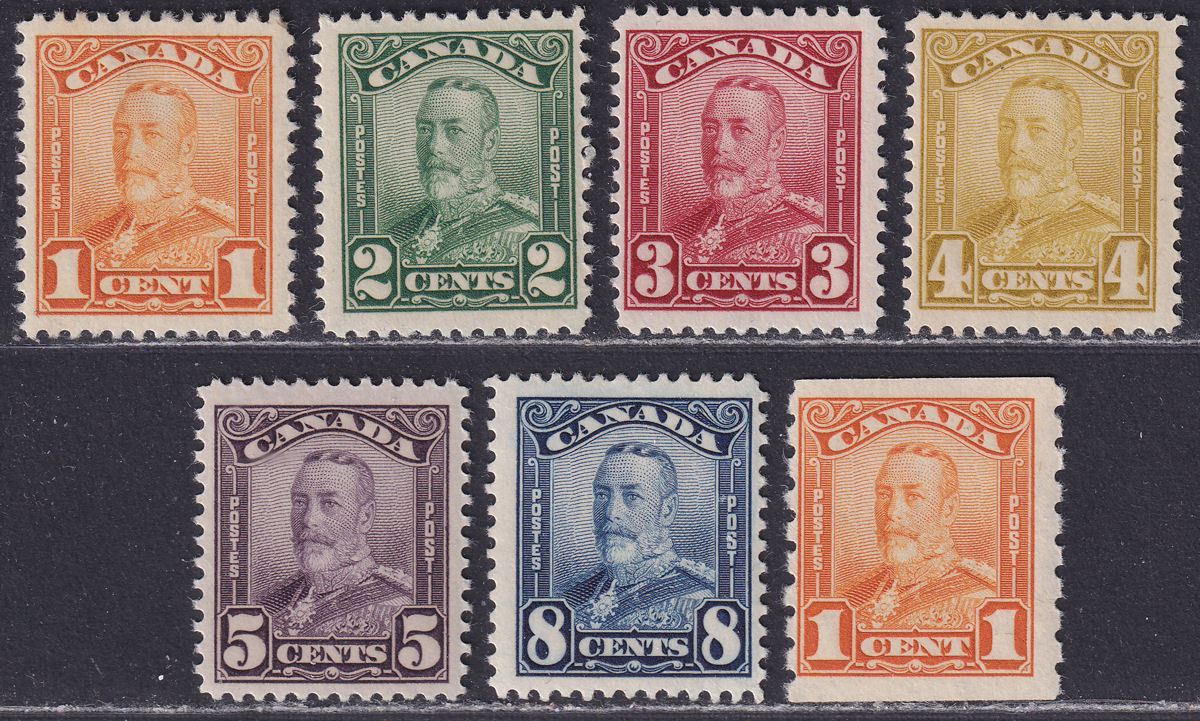 Canada 1928-29 King George V Set to 8c Mint SG275-280 + 1c Coil SG286 cat £85