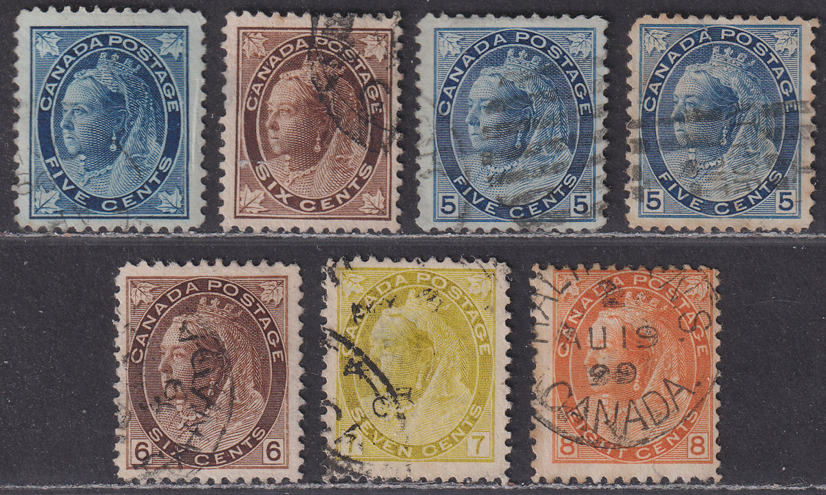 Canada 1897-1902 Queen Victoria Selection to 8c Used some faults