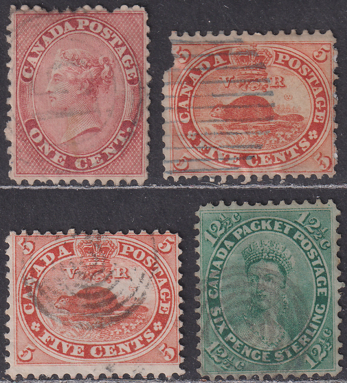 Canada Colony 1859 Queen Victoria Selection to 12½c Used 5c DAMAGED