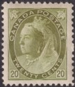 Click for more photos and details Canada 1900 Queen Victoria 20c Olive-Green Mint SG165 cat £325