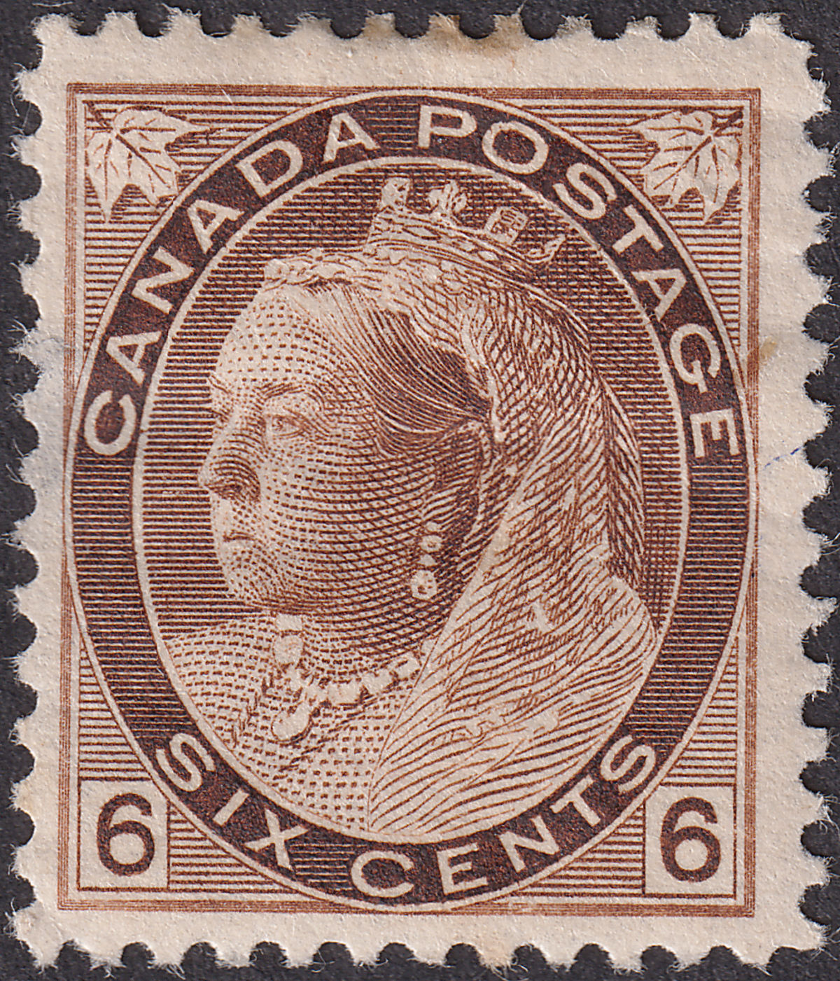 Canada 1898 Queen Victoria 6c Brown Mint SG159 cat £110 FAULTY THINNED