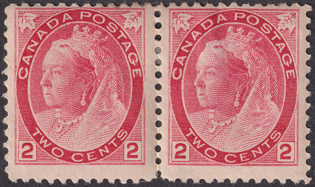 Canada 1900 Queen Victoria 2c Rose-Carmine Die 1b Pair Mint SG155b cat £160