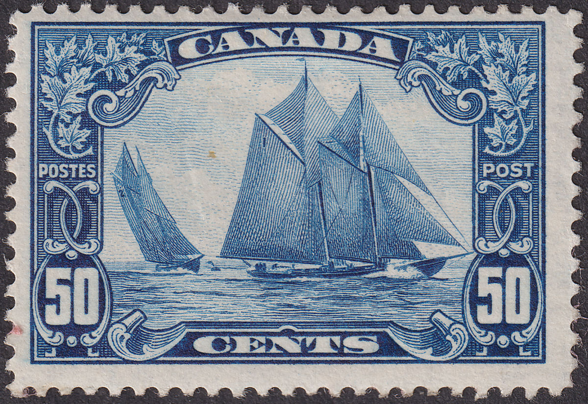 Canada 1929 KGV Bluenose 50c Blue Mint SG284 cat £190 with faults
