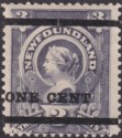 Click for more photos and details Newfoundland 1897 QV 1c on 3c Grey-Purple Surcharge Mint SG80 cat £80 w gum loss