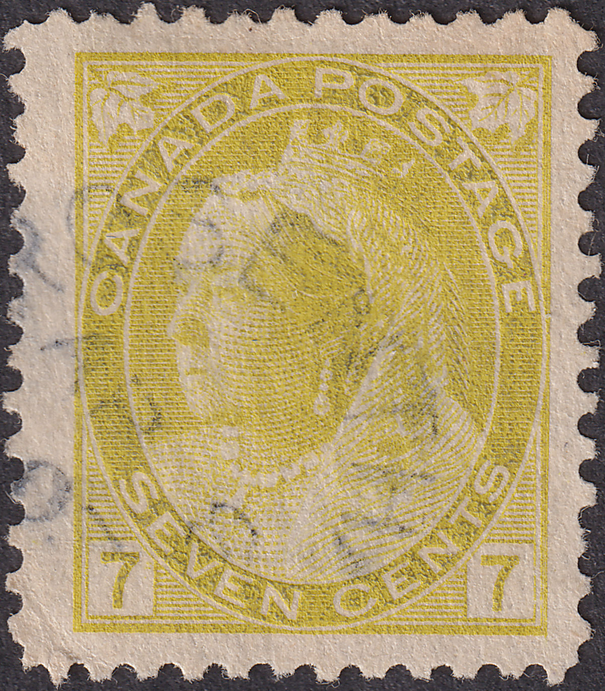 Canada 1902 Queen Victoria 7c Greenish Yellow Used SG160 cat £32