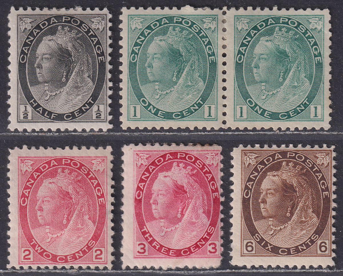 Canada 1898-1902 Queen Victoria Part Set to 6c Mint