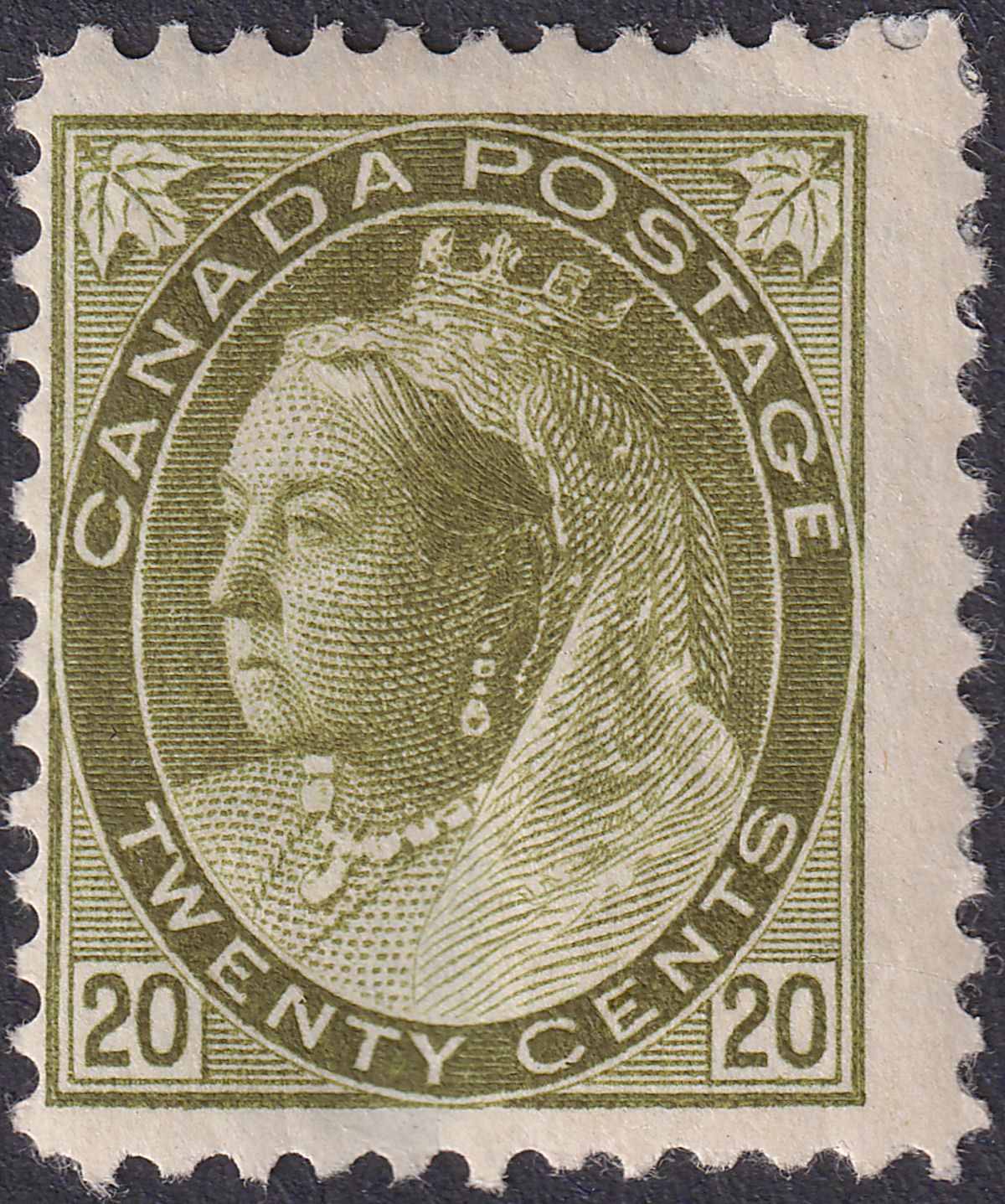 Canada 1900 Queen Victoria 20c Olive-Green Mint SG165 cat £325 FAULTY
