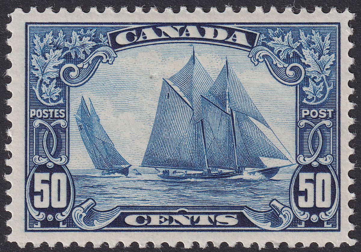 Canada 1929 KGV Bluenose 50c Blue Mint SG284 cat £190 with INDENT