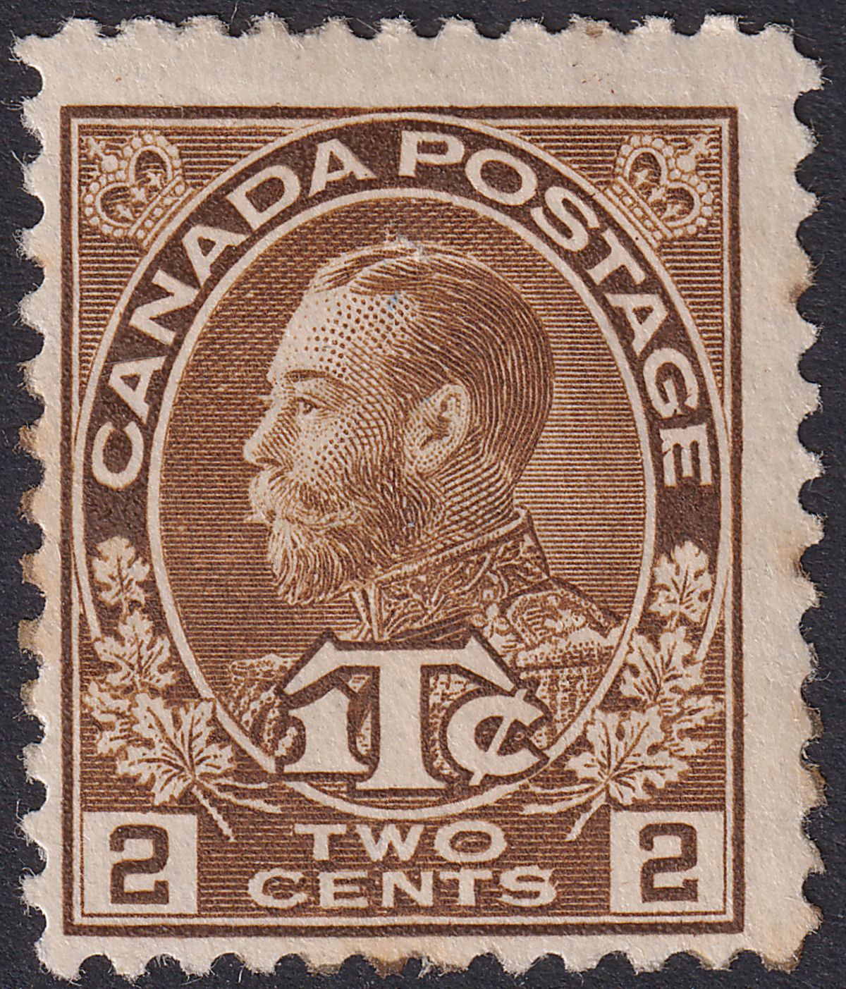 Canada 1916 KGV War Tax Die I 2c+1c Brown Mint SG238 cat £450 TONES