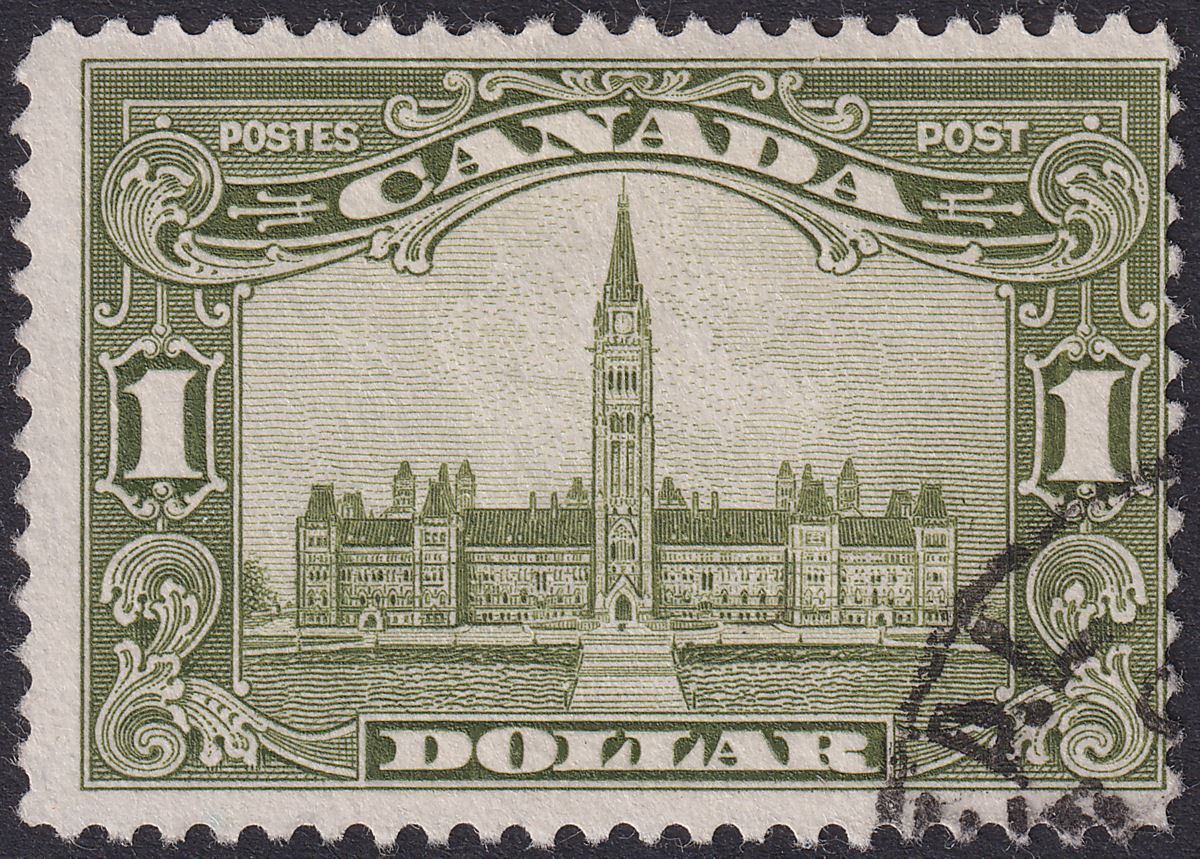 Canada 1929 KGV Parliament $1 Olive-Green Used SG285 cat £90