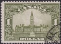Click for more photos and details Canada 1929 KGV Parliament $1 Olive-Green Used SG285 cat £90