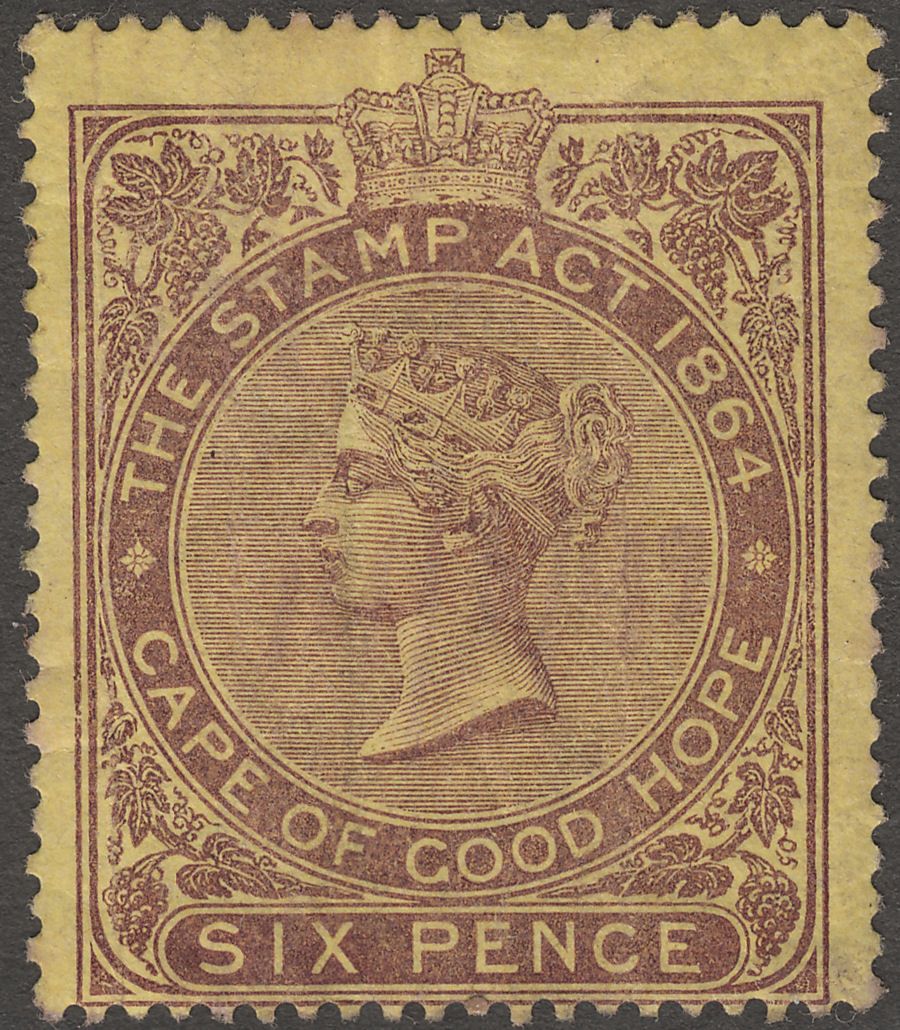 Cape of Good Hope QV 6d Stamp Act 1864 Revenue Unused 