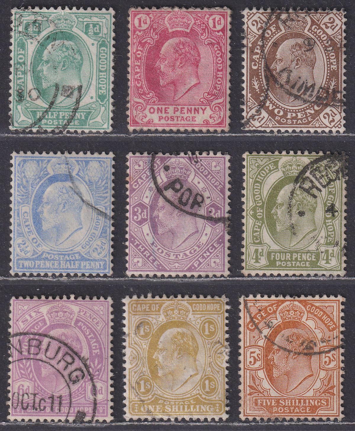 Cape of Good Hope 1902-04 KEVII Set Used SG70-78 cat £45