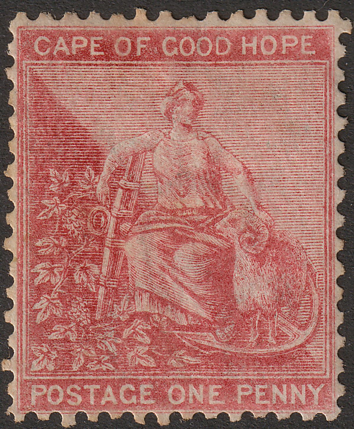 Cape of Good Hope 1865 QV Hope with Frame 1d Rose-Red Mint SG23a cat £160