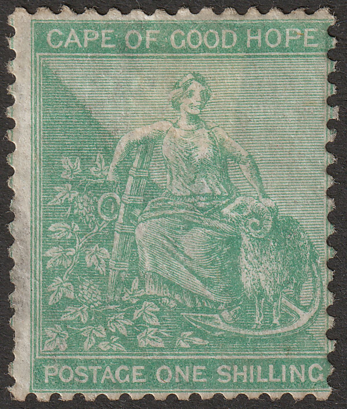 Cape of Good Hope 1864 QV Hope 1sh Green wmk CC Mint SG26a cat £250