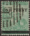 Click for more photos and details Cape of Good Hope 1876 QV 1d on 1sh Green Surcharge Used SG33 cat £85