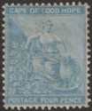 Click for more photos and details Cape of Good Hope 1865 QV Hope with Frame 4d Pale Blue Mint SG24 cat £225