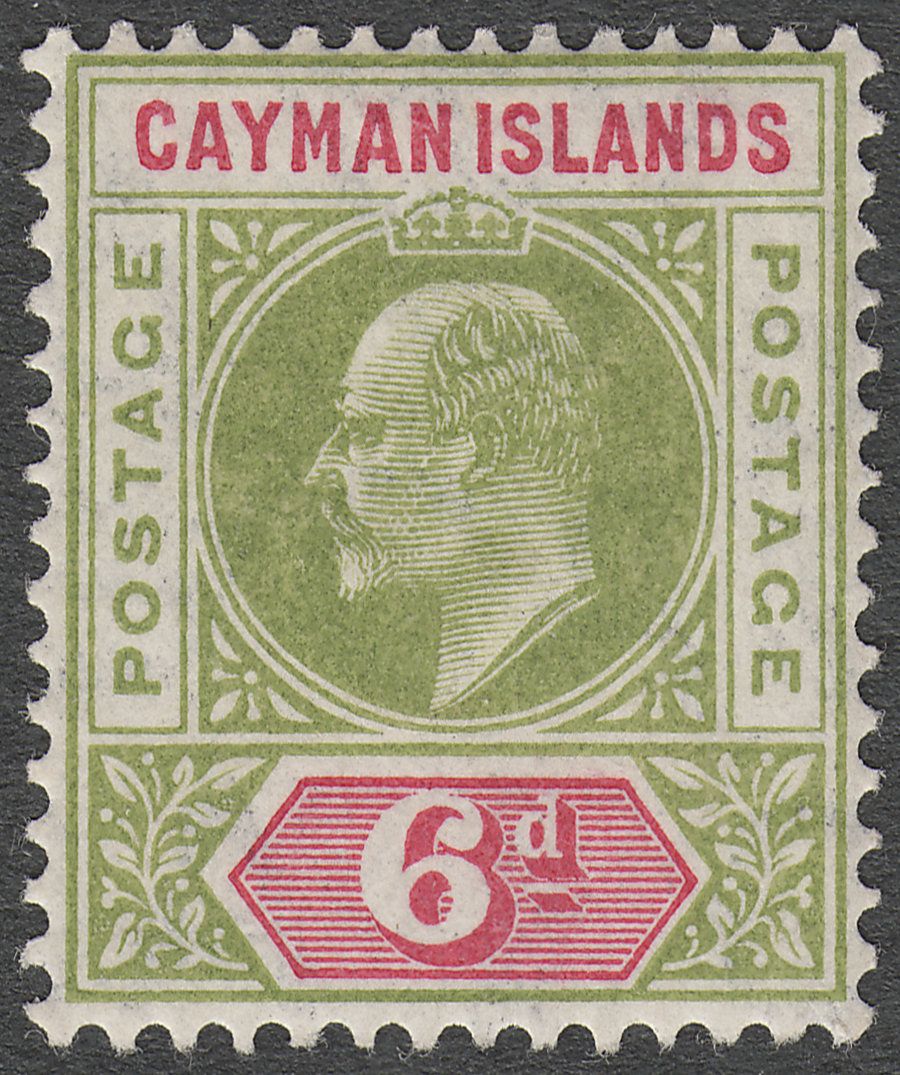 Cayman Islands 1907 KEVII 6d Olive and Rose Mint SG14