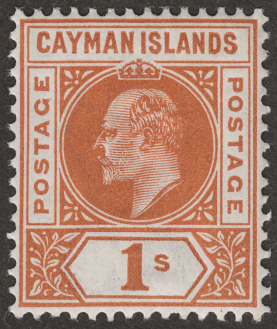Cayman Islands 1902 KEVII 1sh Orange wmk Crown Mint SG7