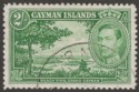 Click for more photos and details Cayman Islands 1938 KGVI 2sh Yellow-Green Used SG124
