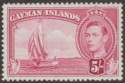 Click for more photos and details Cayman Islands 1948 KGVI 5sh Crimson Mint SG125a