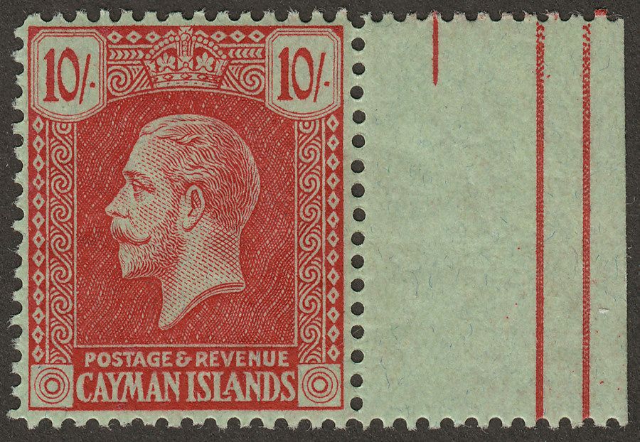 Cayman Islands 1921 KGV 10sh Carmine on Green Mint SG67