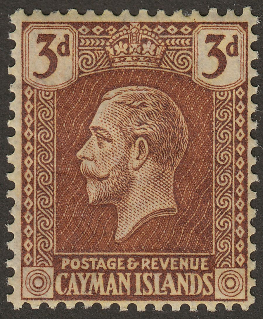 Cayman Islands 1921 KGV 3d Purple on Pale Yellow Mint SG60b