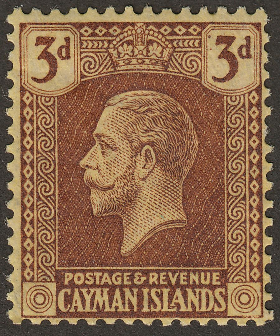 Cayman Islands 1921 KGV 3d Purple on Orange-Buff Mint SG60