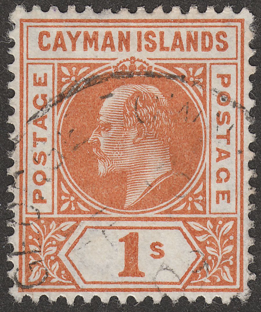 Cayman Islands 1905 KEVII 1sh Orange wmk Multi Crown Used SG12