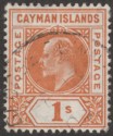 Cayman Islands 1905 KEVII 1sh Orange wmk Multi Crown Used SG12