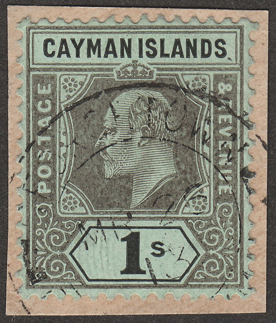 Cayman Islands 1909 KEVII 1sh Black on Green Used SG31