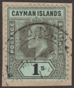 Click for more photos and details Cayman Islands 1909 KEVII 1sh Black on Green Used SG31