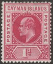 Cayman Islands 1903 KEVII 1d Carmine wmk Crown Mint SG4